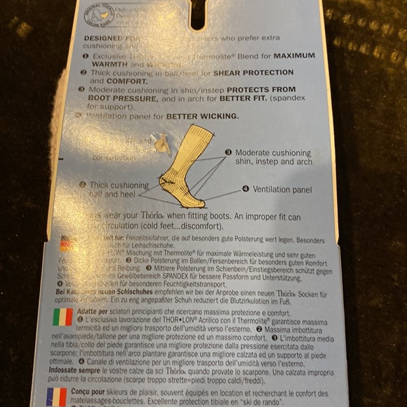 Thorlos Thick cushioned ski socks Over- calf Pink NEW - Picture 4 of 4